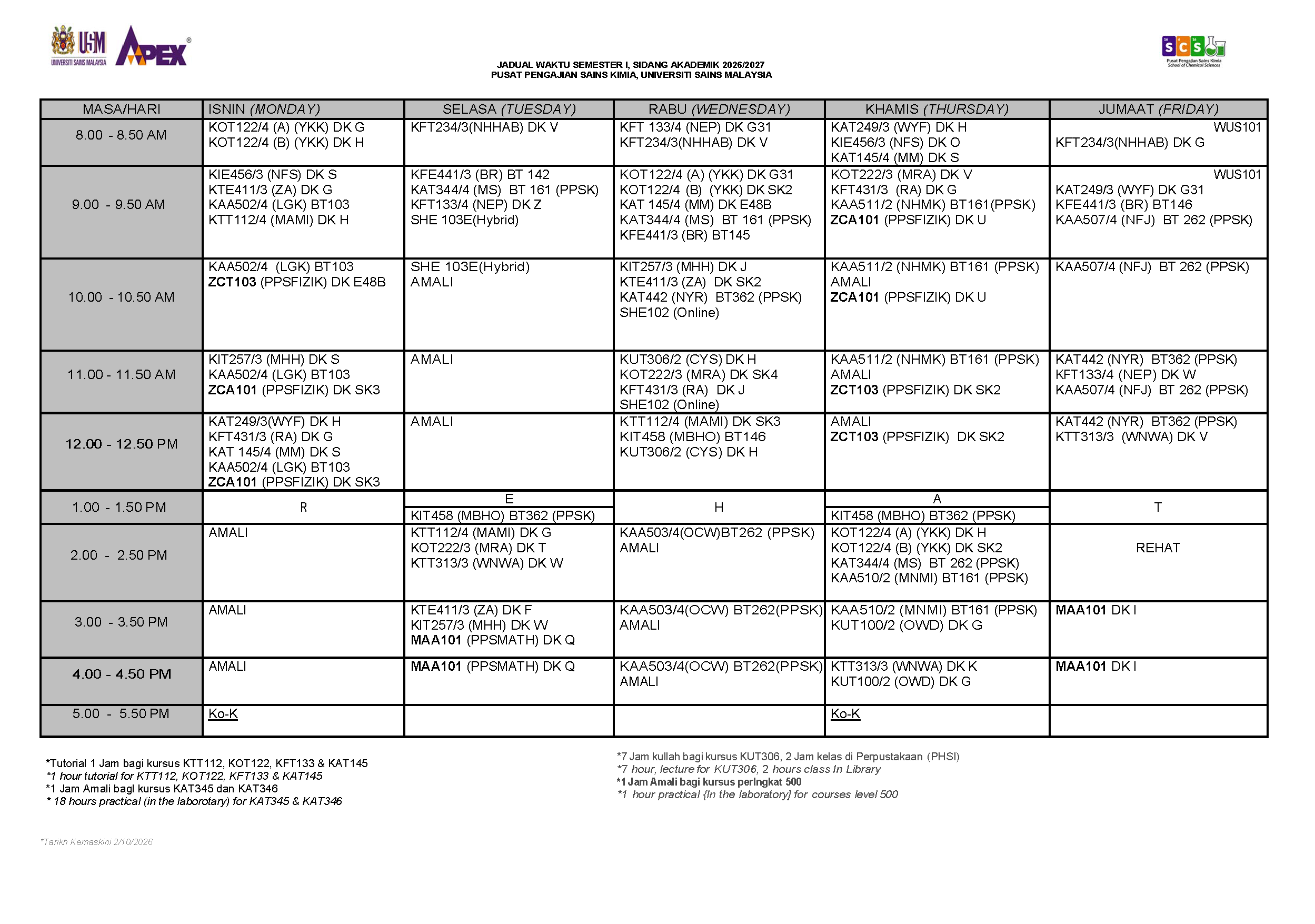3New Jadual Waktu SEM 1 Kelas 51026 1 1 Page 1